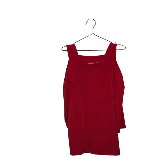 Chico's red Cold Shoulder Blouse size 1 medium - Picture 1 of 5